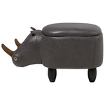 Tierhocker mit Stauraum Lederoptik dunkelgrau Nashornform RHINO