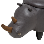 Tierhocker mit Stauraum Lederoptik dunkelgrau Nashornform RHINO