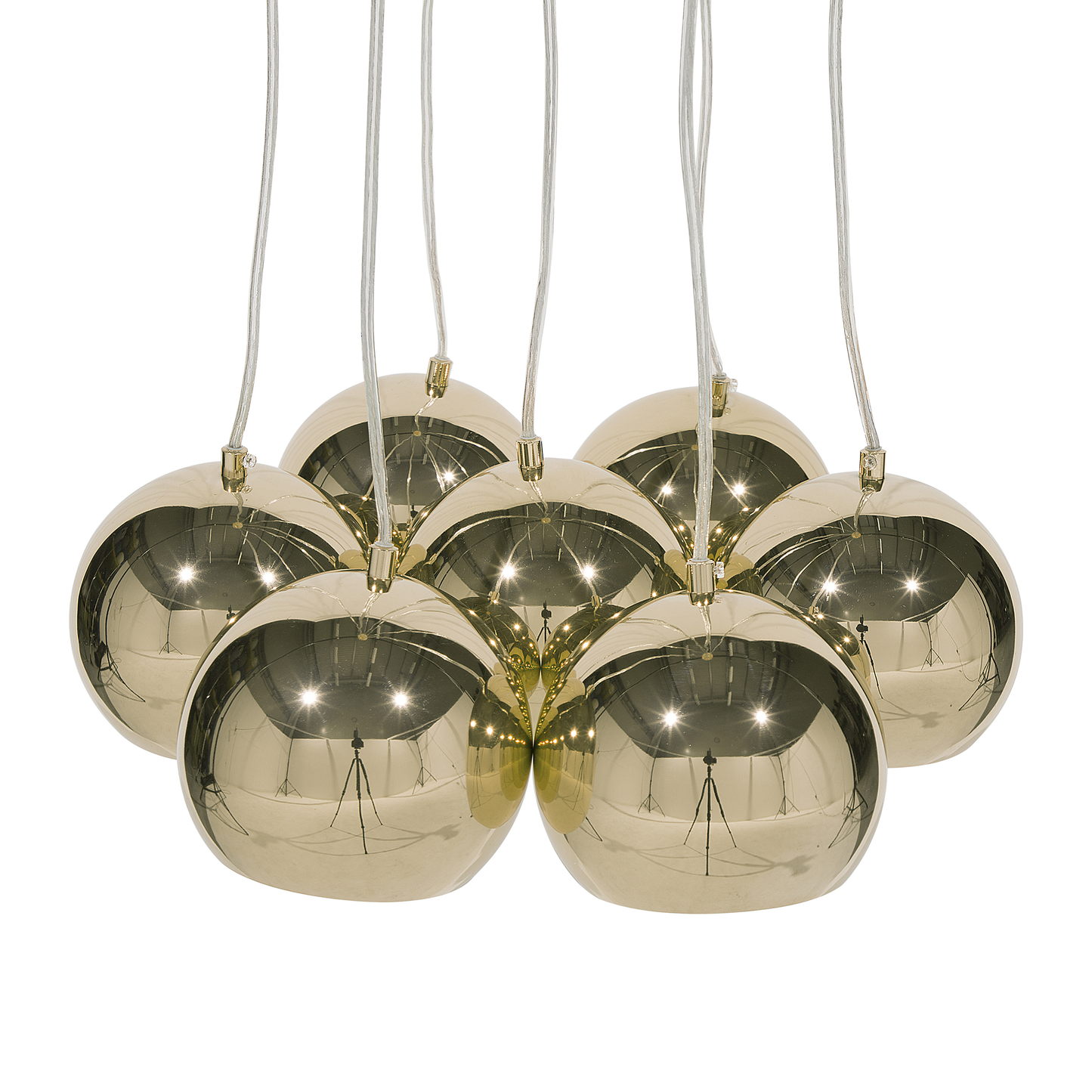 Hängelampe gold 7-flammig Kugelform OLZA