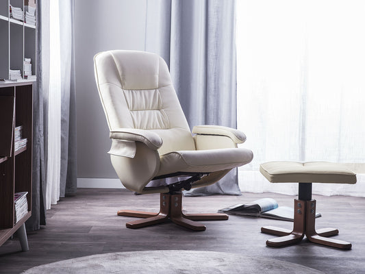 Massagestuhl RELAXPRO mit Fussstütze Kunstleder Creme