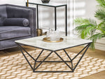 Couchtisch Marmor Optik beige / schwarz quadratisch 80 x 80 cm MALIBU