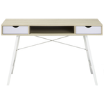 Schreibtisch heller Holzfarbton / weiss 120 x 48 cm 2 Schubladen CLARITA