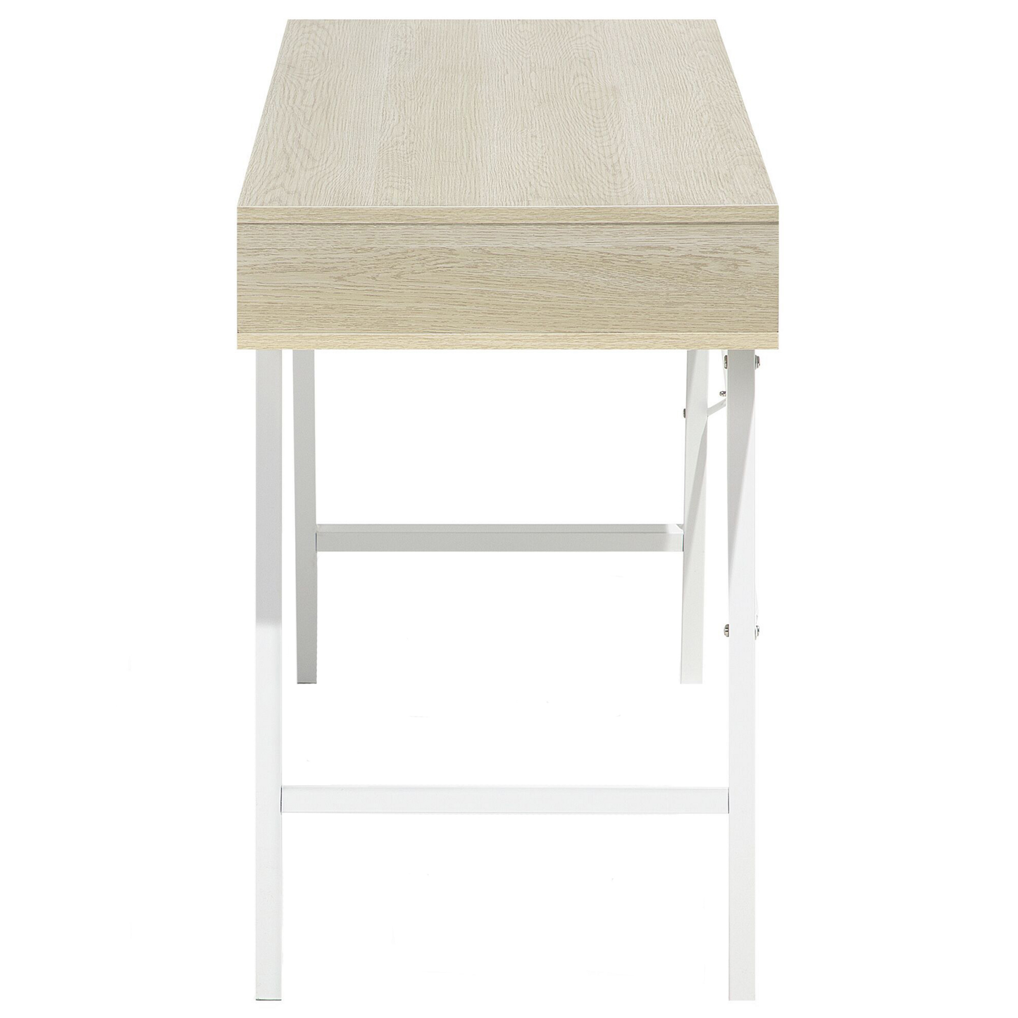 Schreibtisch heller Holzfarbton / weiss 120 x 48 cm 2 Schubladen CLARITA