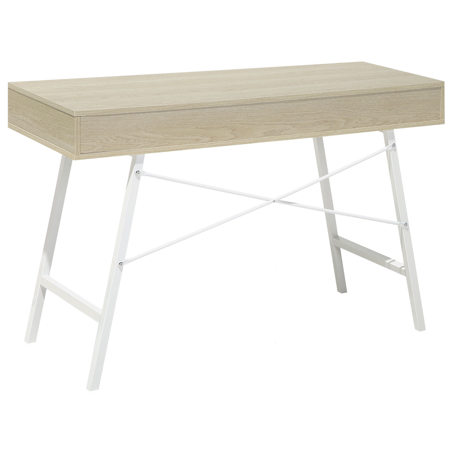 Schreibtisch heller Holzfarbton / weiss 120 x 48 cm 2 Schubladen CLARITA