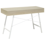 Schreibtisch heller Holzfarbton / weiss 120 x 48 cm 2 Schubladen CLARITA