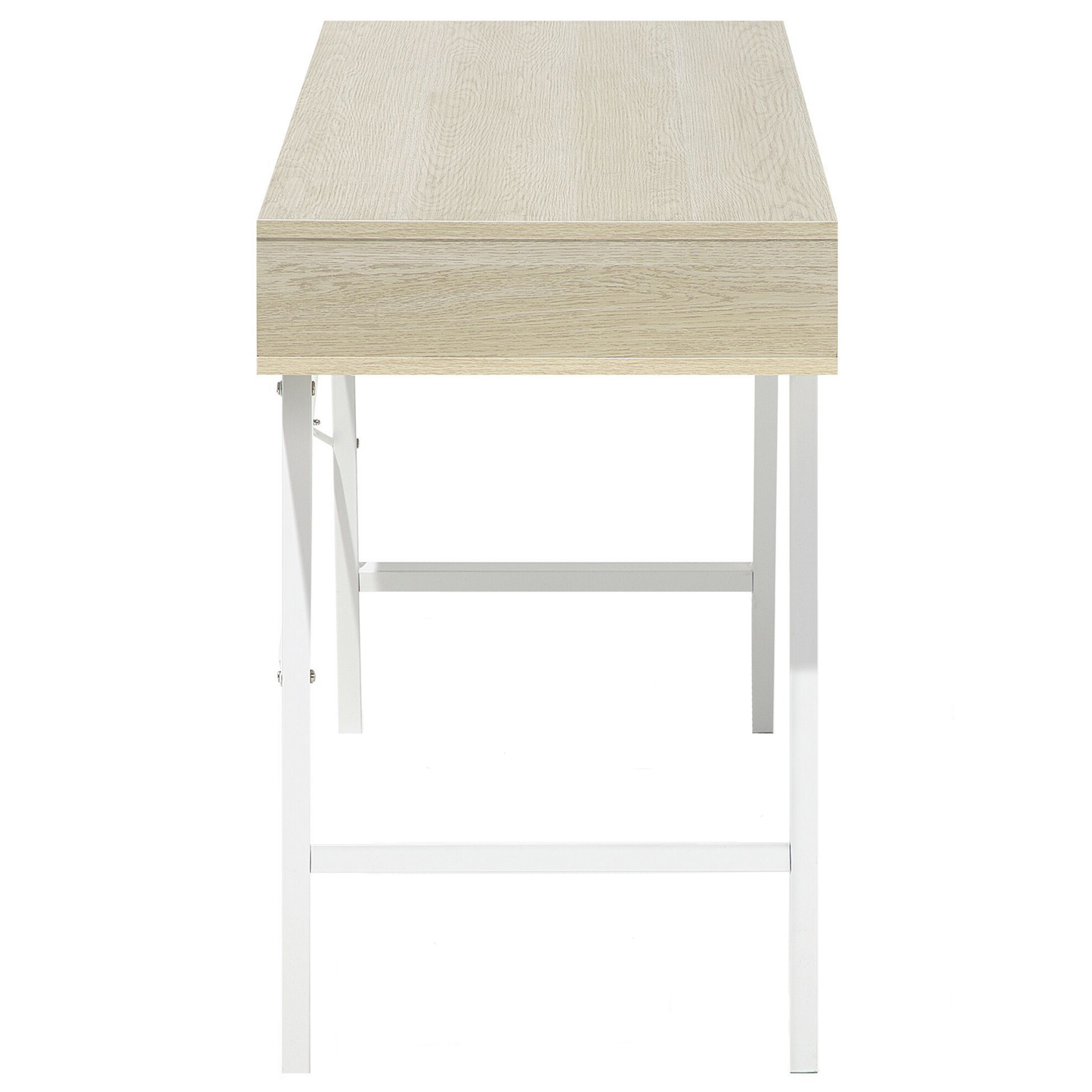 Schreibtisch heller Holzfarbton / weiss 120 x 48 cm 2 Schubladen CLARITA
