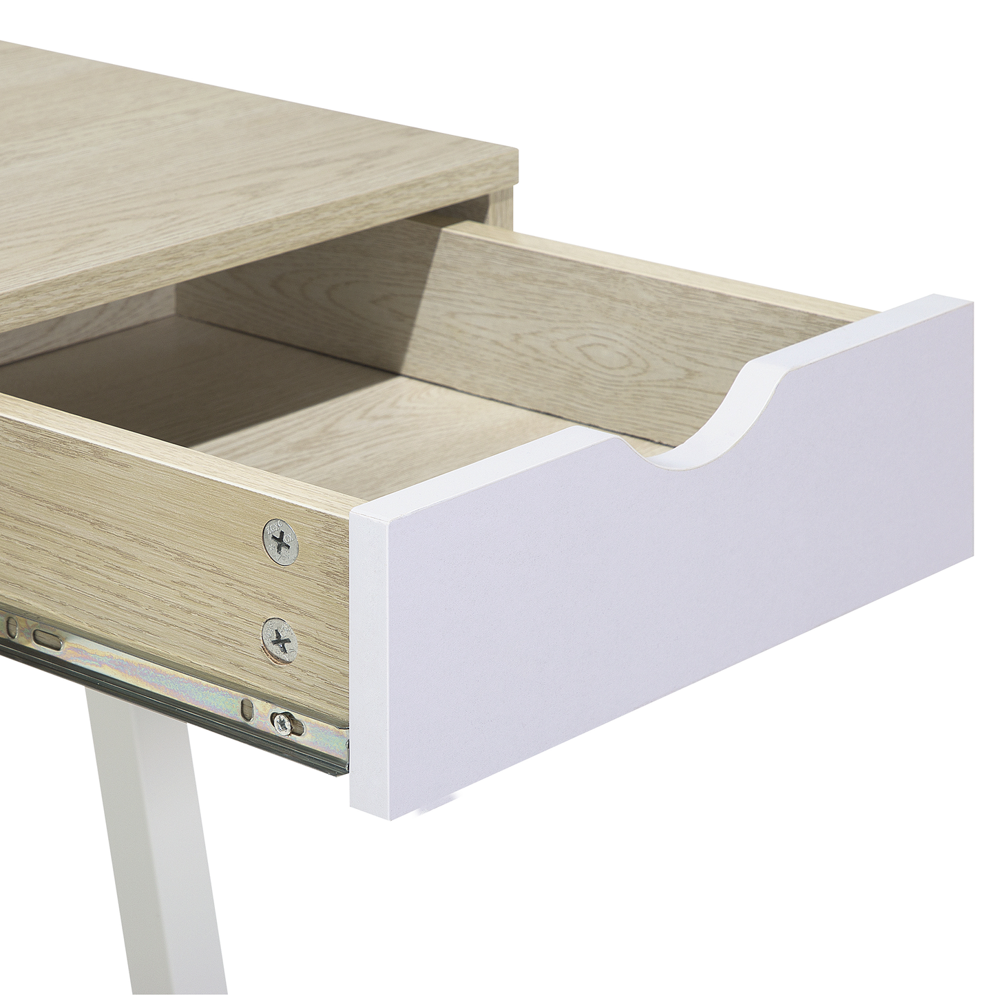 Schreibtisch heller Holzfarbton / weiss 120 x 48 cm 2 Schubladen CLARITA
