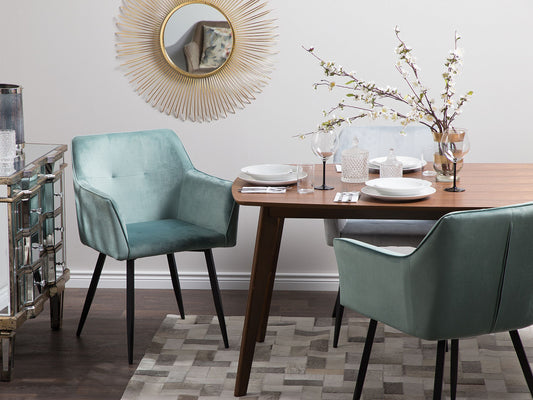 Esszimmerstuhl 2er Set JASMIN Samtstoff Mintgrün
