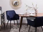 Esszimmerstuhl 2er Set JASMIN Samtstoff Dunkelblau