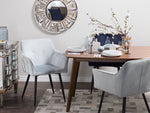 Esszimmerstuhl 2er Set JASMIN Samtstoff Hellgrau