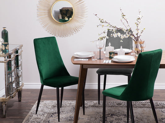 Esszimmerstuhl 2er Set CLAYTON Samtstoff Smaragdgrün