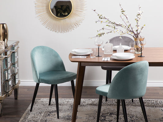 Esszimmerstuhl 2er Set VISALIA Samtstoff Mintgrün