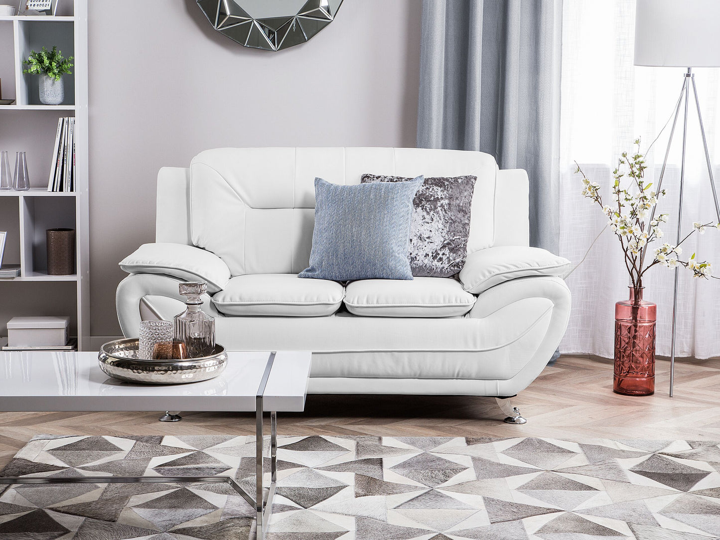 2-Sitzer Sofa Kunstleder weiss LEIRA