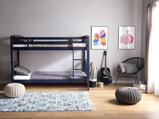 Hochbett Kiefernholz REVIN 90 x 200 cm Marineblau