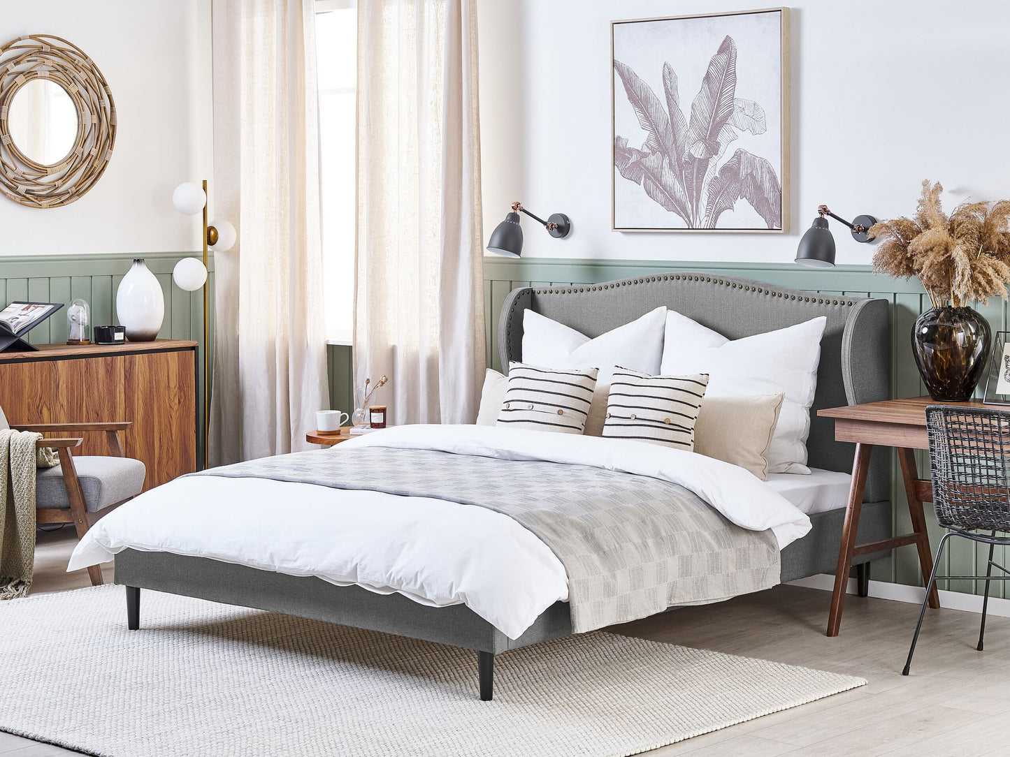 Bett mit Lattenrost Stoff COLMAR 140 x 200 cm Grau