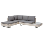 Garten Ecksofa mit Tisch 5-Sitzer LANCIANO rechtsseitig Polyrattan Grau