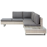 Garten Ecksofa mit Tisch 5-Sitzer LANCIANO rechtsseitig Polyrattan Grau