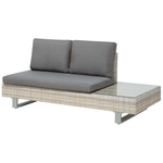 Garten Ecksofa mit Tisch 5-Sitzer LANCIANO rechtsseitig Polyrattan Grau