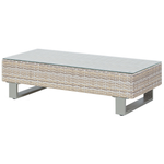 Garten Ecksofa mit Tisch 5-Sitzer LANCIANO rechtsseitig Polyrattan Grau