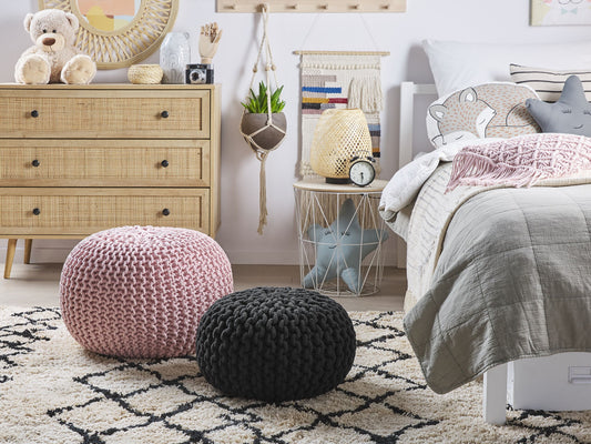 Pouf schwarz ⌀ 40 cm CONRAD