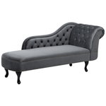 Chaiselongue Samtstoff grau rechtsseitig NIMES