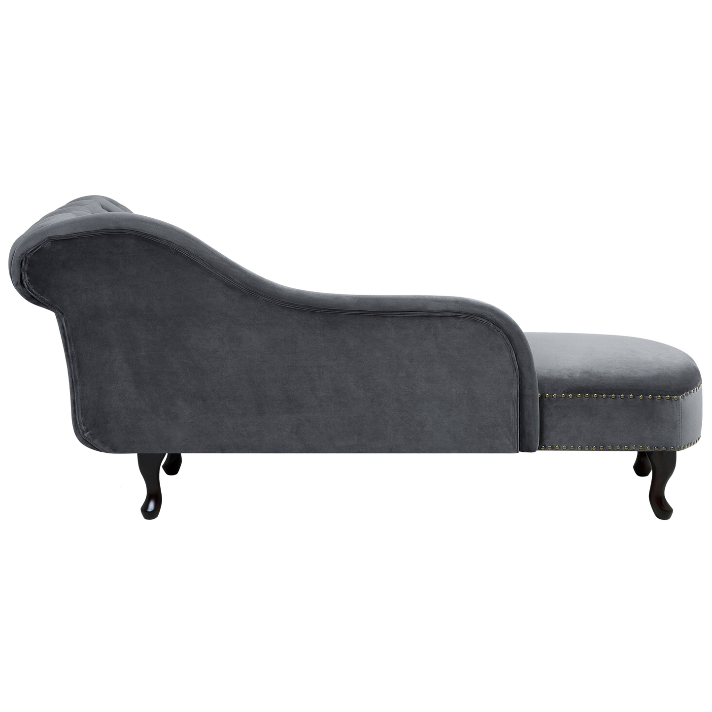 Chaiselongue Samtstoff grau rechtsseitig NIMES