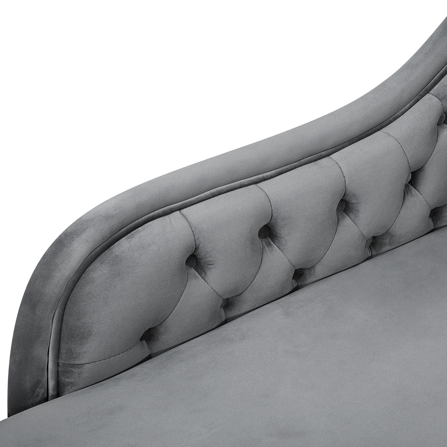 Chaiselongue Samtstoff grau rechtsseitig NIMES