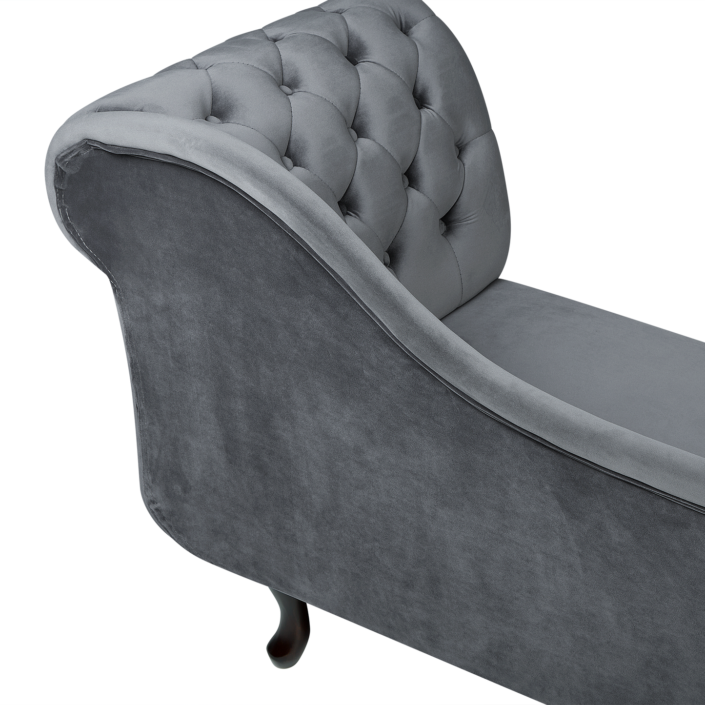 Chaiselongue Samtstoff grau rechtsseitig NIMES