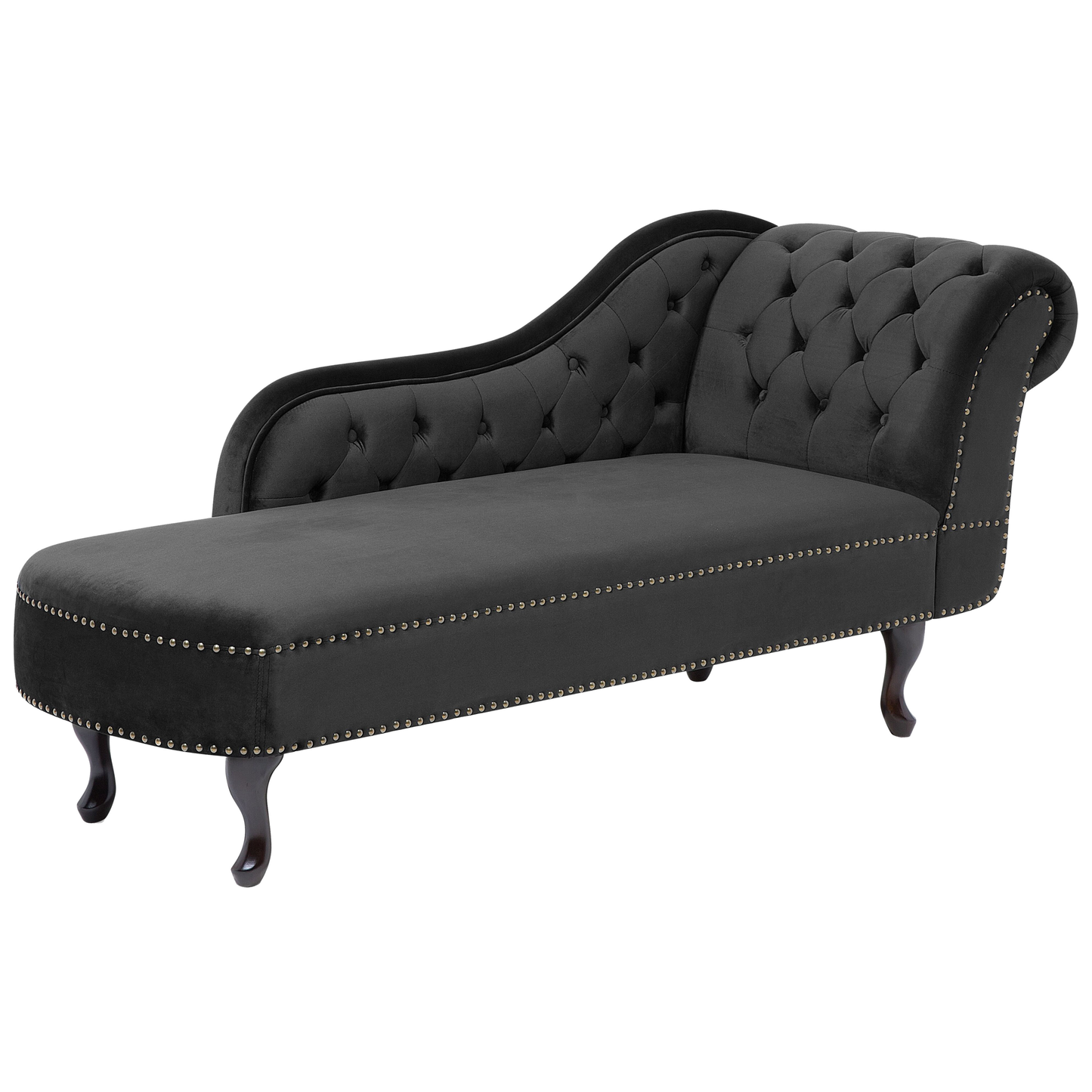 Chaiselongue Samtstoff schwarz rechtsseitig NIMES