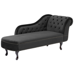 Chaiselongue Samtstoff schwarz rechtsseitig NIMES