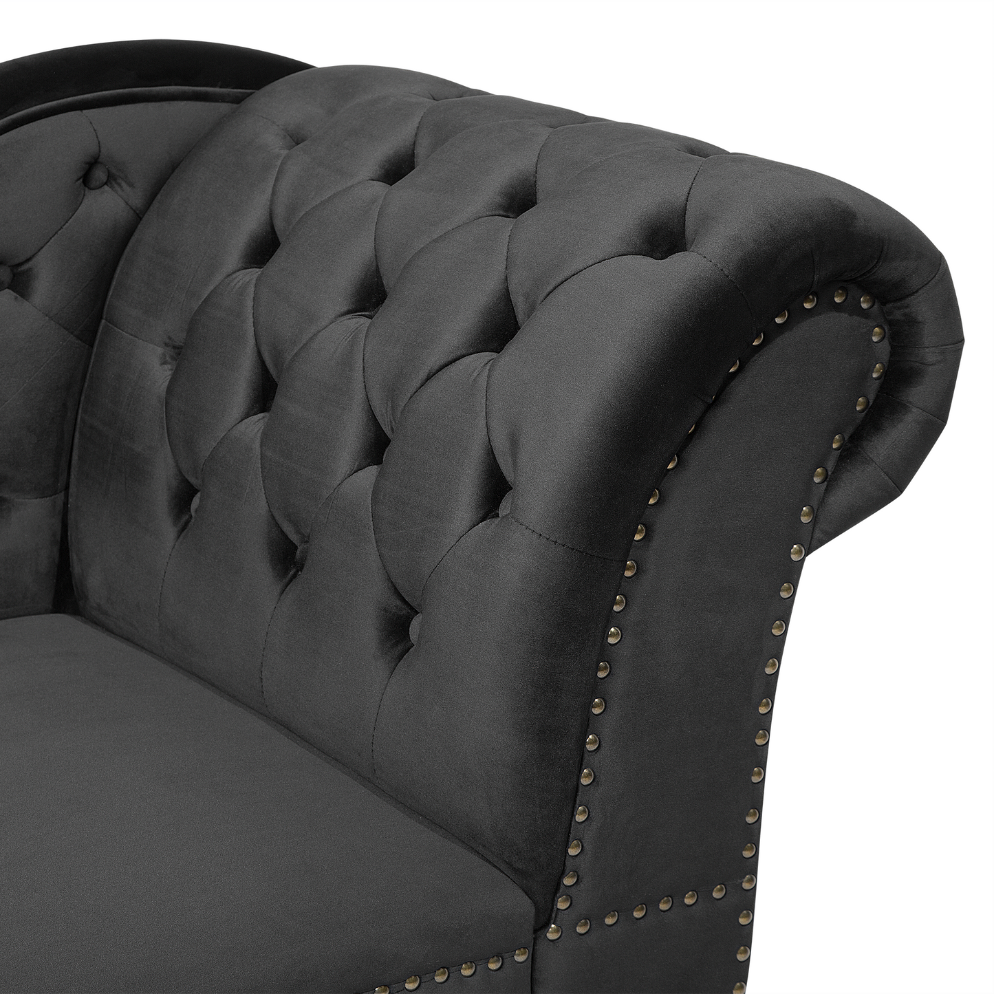 Chaiselongue Samtstoff schwarz rechtsseitig NIMES