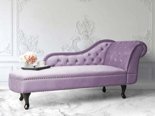 Chaiselongue Samtstoff violett rechtsseitig NIMES
