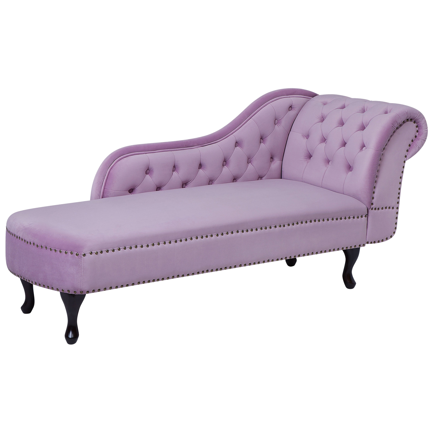 Chaiselongue Samtstoff violett rechtsseitig NIMES