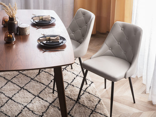 Esszimmerstuhl 2er Set VALERIE Kunstleder Hellgrau