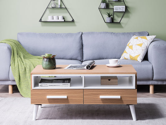 Couchtisch heller Holzfarbton / weiss rechteckig ALLOA