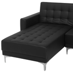 Ecksofa rechtsseitig Kunstleder schwarz Schlaffunktion ABERDEEN