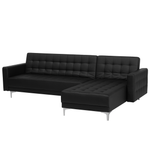 Ecksofa linksseitig Kunstleder schwarz Schlaffunktion ABERDEEN