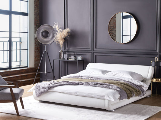 Bett Kunstleder weiss 160 x 200 cm AVIGNON
