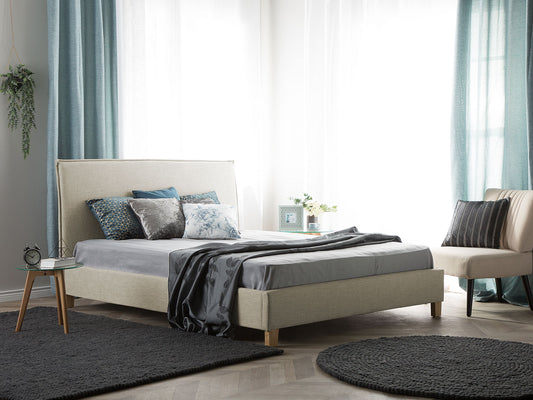 Bett mit Lattenrost Stoff SENNEZ 180 x 200 cm Beige