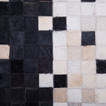 Teppich Leder schwarz-beige 140 x 200 cm Patchwork Kurzflor ERFELEK