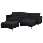 Schlafsofa Polsterbezug graphitgrau linksseitig mit Ottomane ABERDEEN