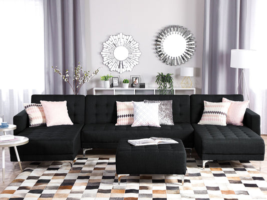 U-förmiges Sofa mit Ottomane Symmetrisch Graphitgrau ABERDEEN