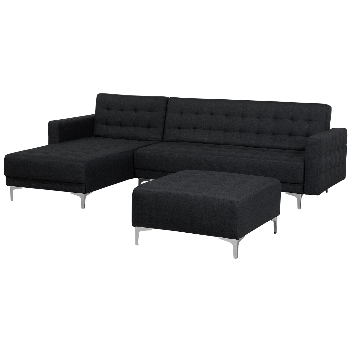 Schlafsofa Polsterbezug graphitgrau rechtsseitig mit Ottomane ABERDEEN