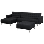 Schlafsofa Polsterbezug graphitgrau rechtsseitig mit Ottomane ABERDEEN