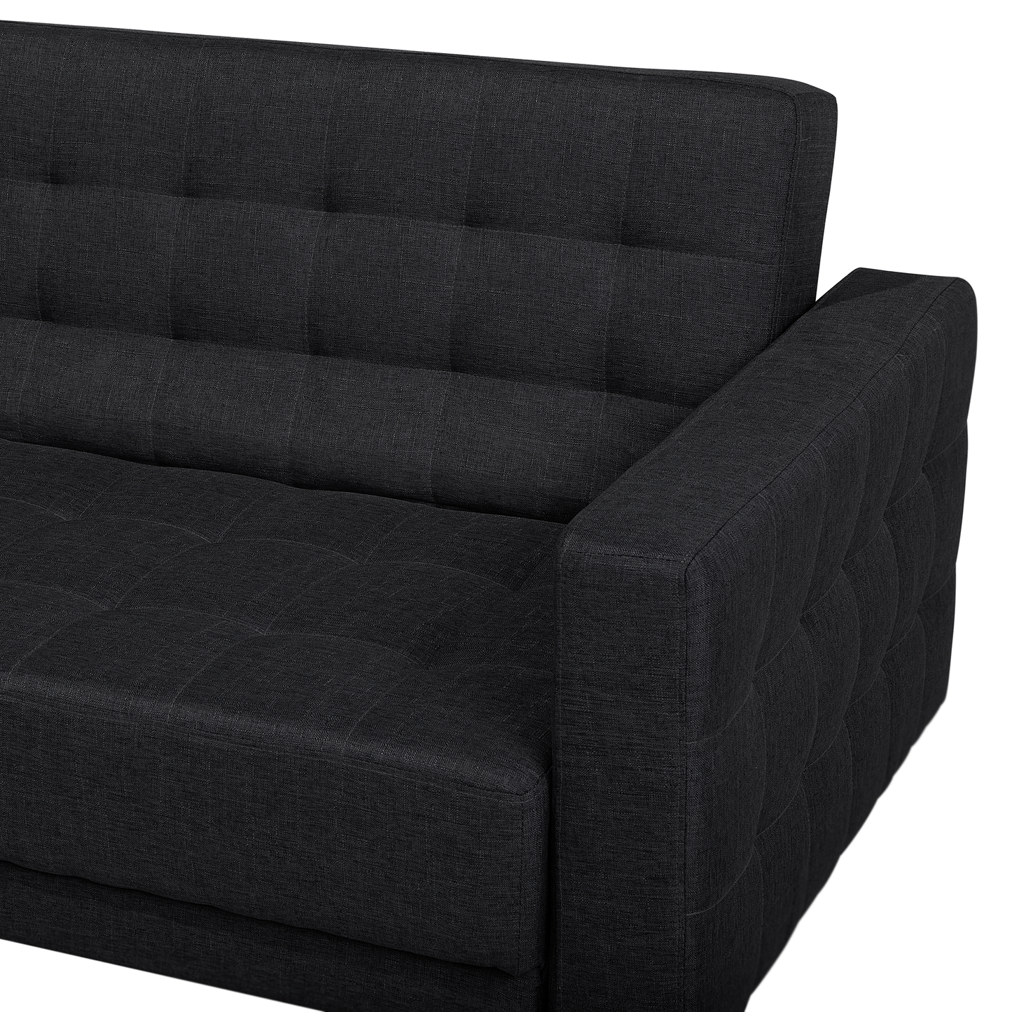 Schlafsofa Polsterbezug graphitgrau rechtsseitig mit Ottomane ABERDEEN