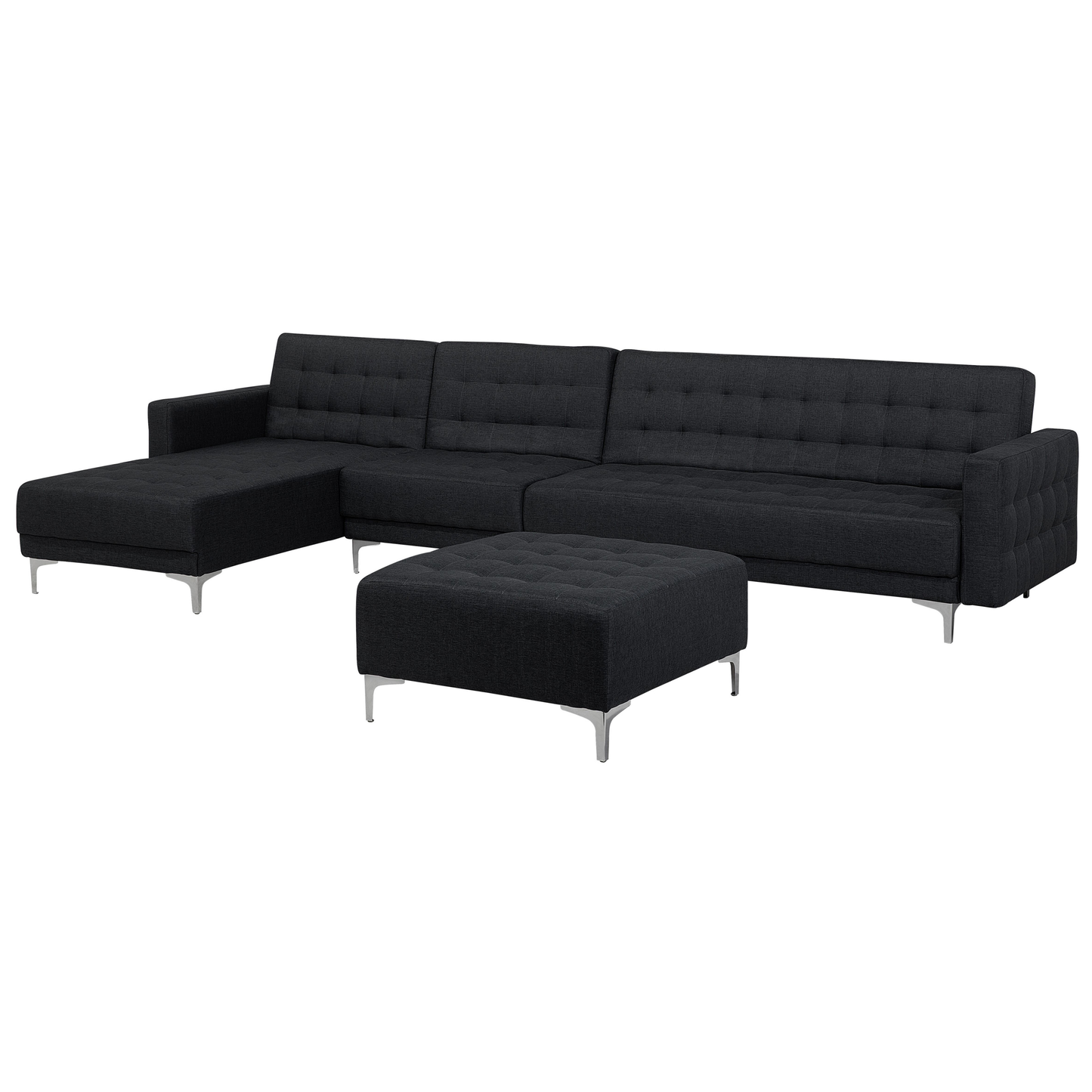 Modulsofa Polsterbezug Schlaffunktion graphitgrau rechtsseitig Ottomane ABERDEEN