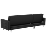Schlafsofa Kunstleder schwarz rechtsseitig mit Ottomane ABERDEEN