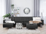 Modulsofa Kunstleder Schlaffunktion schwarz rechtsseitig Ottomane ABERDEEN