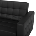 Modulsofa Kunstleder Schlaffunktion schwarz rechtsseitig Ottomane ABERDEEN