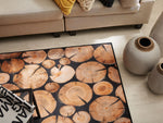 Teppich braun 80 x 150 cm Holzmuster Kurzflor KARDERE